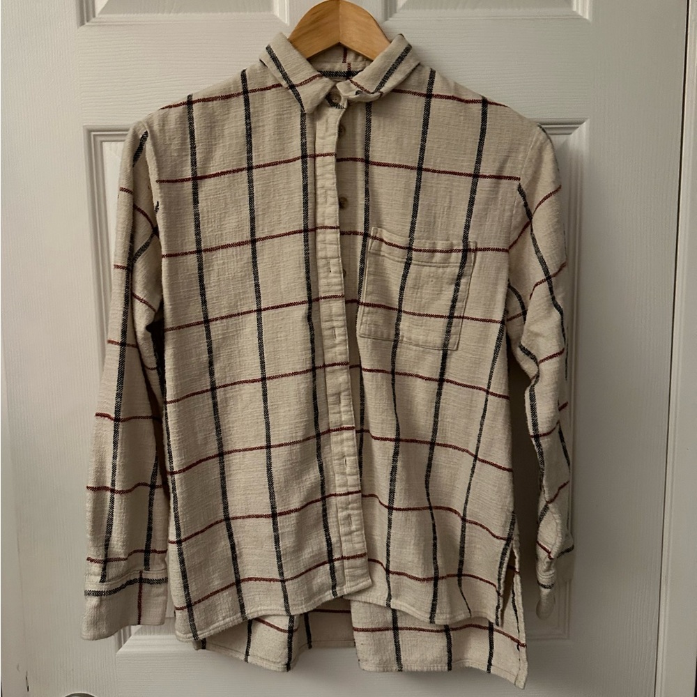 Madewell flannel button down shirt Small Cream
